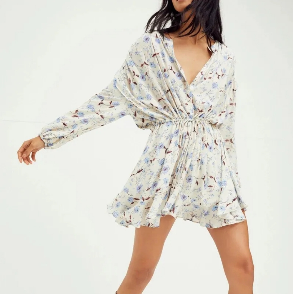 Free People orange and purple Flower Fields mini Dress Women's Medium